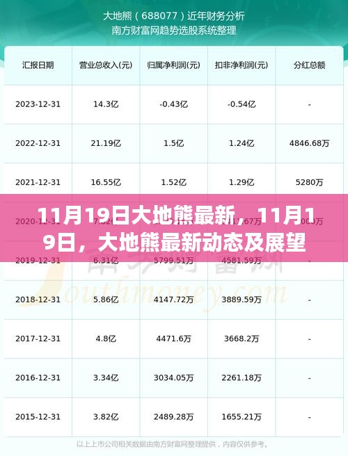 大地熊最新動態(tài)及展望（11月19日更新）