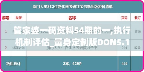管家婆一碼資料54期的一,執(zhí)行機(jī)制評(píng)估_量身定制版DON5.15