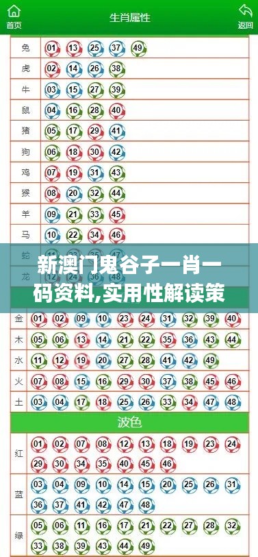 新澳門鬼谷子一肖一碼資料,實用性解讀策略_明亮版YAG13.99