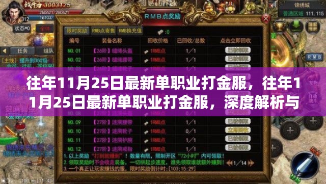 往年11月25日最新單職業(yè)打金服深度解析與個人觀點