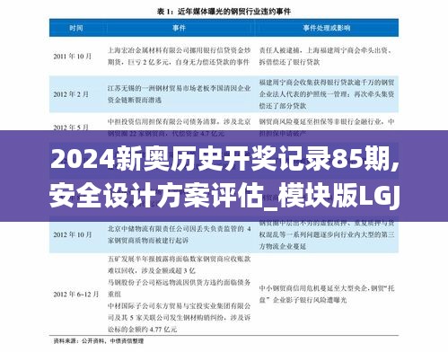 2024新奧歷史開獎記錄85期,安全設(shè)計方案評估_模塊版LGJ7.41