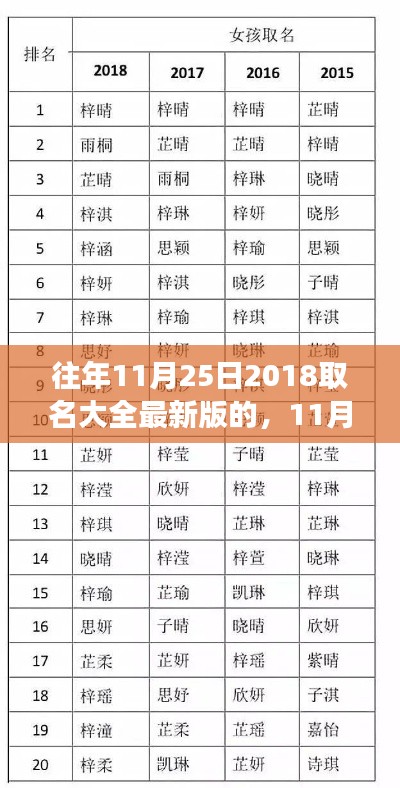 溫馨名字背后的故事，揭秘取名大全最新版之往年11月25日