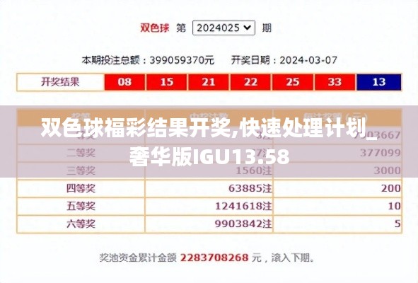 雙色球福彩結(jié)果開獎(jiǎng),快速處理計(jì)劃_奢華版IGU13.58