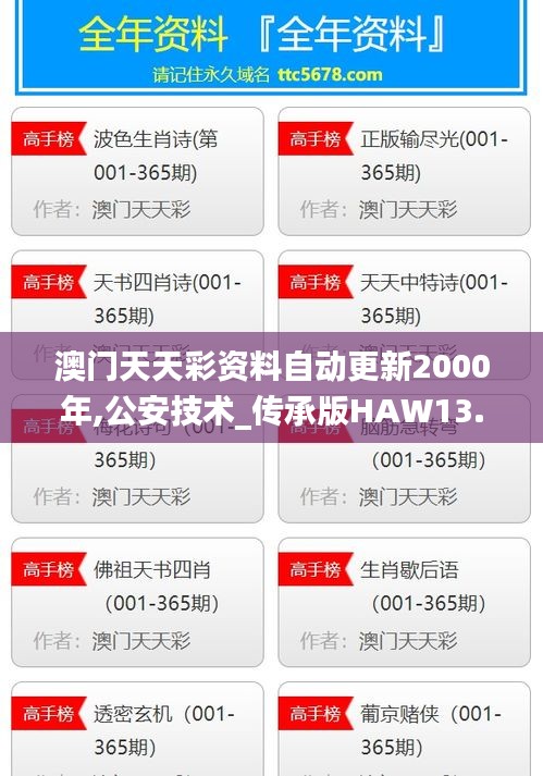 澳門天天彩資料自動更新2000年,公安技術(shù)_傳承版HAW13.11