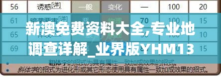 新澳免費資料大全,專業(yè)地調查詳解_業(yè)界版YHM13.70