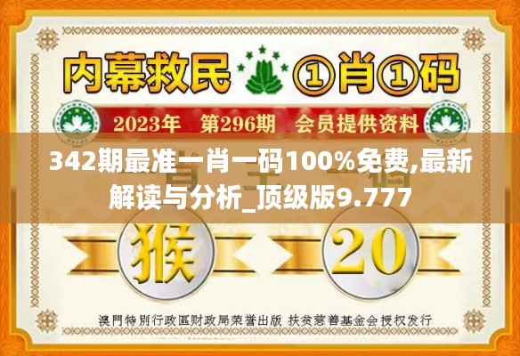 342期最準(zhǔn)一肖一碼100%免費(fèi),最新解讀與分析_頂級(jí)版9.777