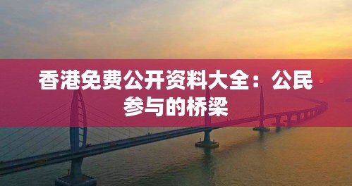 香港免費公開資料大全：公民參與的橋梁