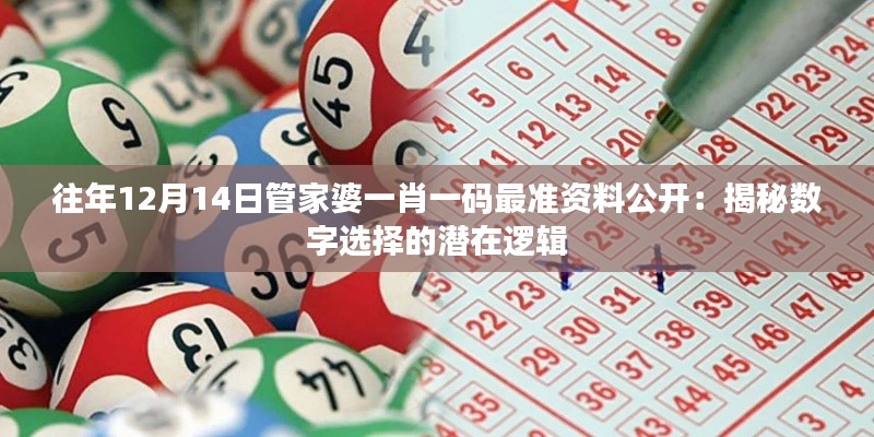 往年12月14日管家婆一肖一碼最準資料公開：揭秘數字選擇的潛在邏輯