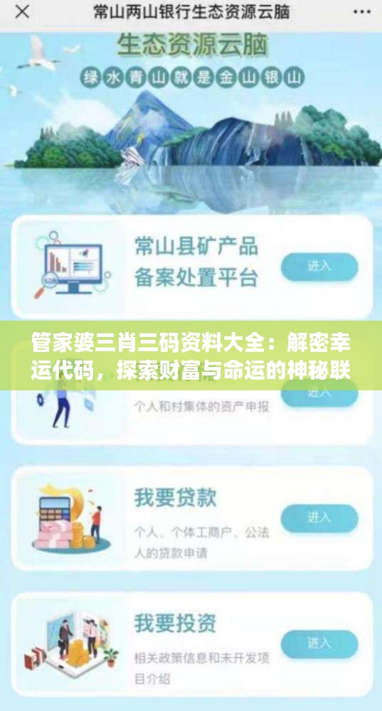 管家婆三肖三碼資料大全：解密幸運代碼，探索財富與命運的神秘聯(lián)系