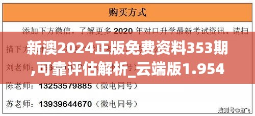 新澳2024正版免費(fèi)資料353期,可靠評估解析_云端版1.954