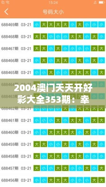 2004澳門天天開好彩大全353期：幸運(yùn)數(shù)字指南