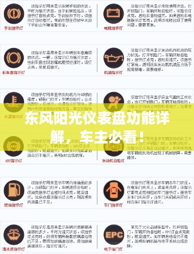 東風陽光儀表盤功能詳解，車主必看！