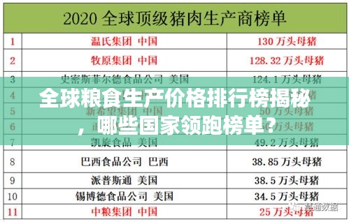 全球糧食生產(chǎn)價(jià)格排行榜揭秘，哪些國(guó)家領(lǐng)跑榜單？