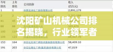 沈陽礦山機械公司排名揭曉，行業(yè)領(lǐng)軍者榜單出爐！