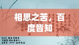 相思之苦，百度皆知