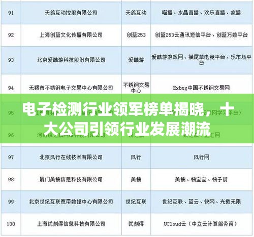 電子檢測(cè)行業(yè)領(lǐng)軍榜單揭曉，十大公司引領(lǐng)行業(yè)發(fā)展潮流