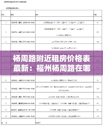 楊周路附近租房?jī)r(jià)格表最新：福州楊周路在哪里 