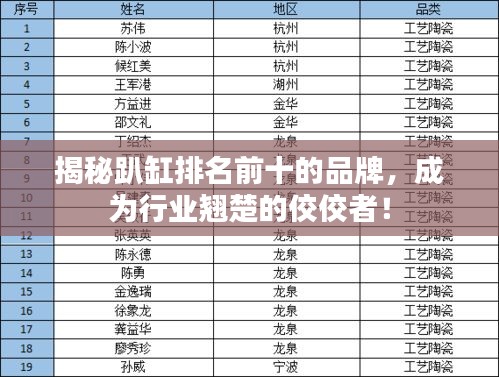 揭秘趴缸排名前十的品牌，成為行業(yè)翹楚的佼佼者！