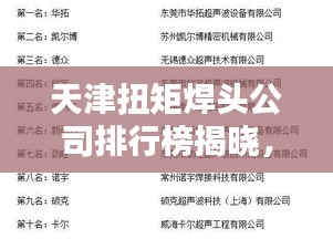 天津扭矩焊頭公司排行榜揭曉，行業(yè)內(nèi)領(lǐng)先企業(yè)的榮譽(yù)榜單