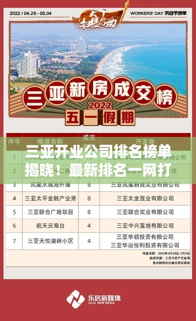 三亞開業(yè)公司排名榜單揭曉！最新排名一網(wǎng)打盡