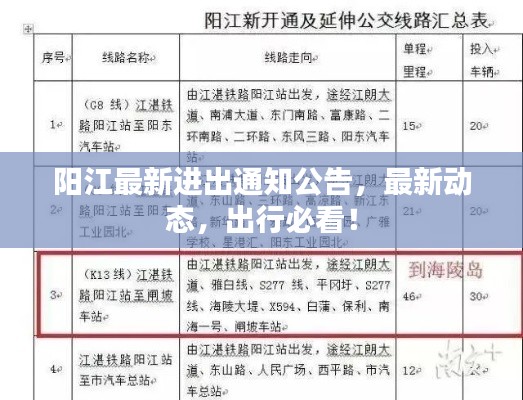 陽江最新進出通知公告，最新動態(tài)，出行必看！