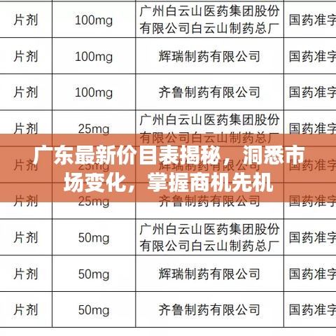 廣東最新價(jià)目表揭秘，洞悉市場(chǎng)變化，掌握商機(jī)先機(jī)