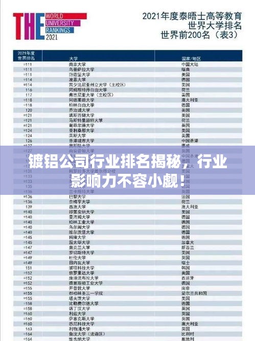 鍍鋁公司行業(yè)排名揭秘，行業(yè)影響力不容小覷！