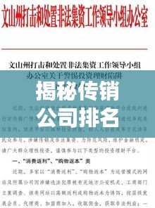 揭秘傳銷公司排名名單，警惕非法傳銷陷阱！
