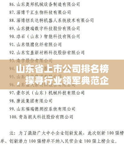 山東省上市公司排名榜，探尋行業(yè)領(lǐng)軍典范企業(yè)！