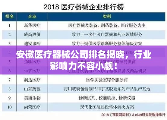 安徽醫(yī)療器械公司排名揭曉，行業(yè)影響力不容小覷！