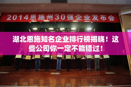 湖北恩施知名企業(yè)排行榜揭曉！這些公司你一定不能錯(cuò)過！