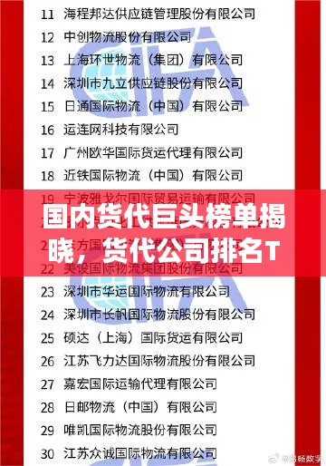 國(guó)內(nèi)貨代巨頭榜單揭曉，貨代公司排名TOP榜，權(quán)威榜單一網(wǎng)打盡！