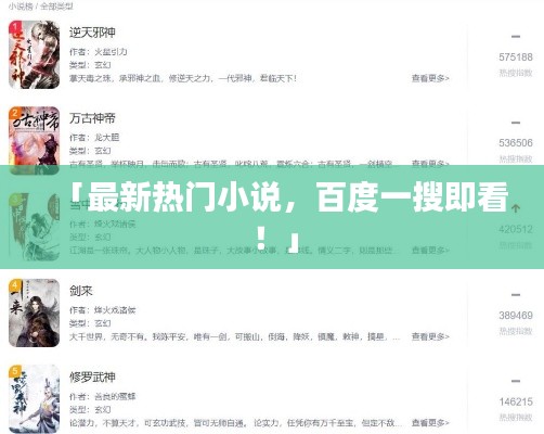 「最新熱門小說，百度一搜即看！」
