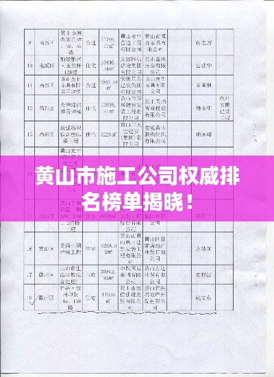 黃山市施工公司權(quán)威排名榜單揭曉！