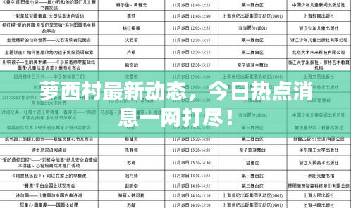蘿西村最新動(dòng)態(tài)，今日熱點(diǎn)消息一網(wǎng)打盡！