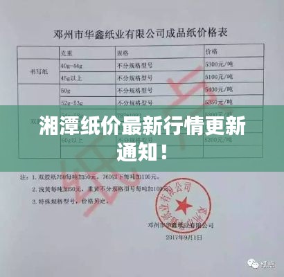 湘潭紙價最新行情更新通知！