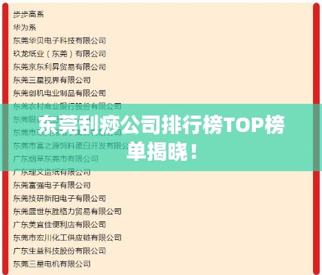 東莞刮痧公司排行榜TOP榜單揭曉！