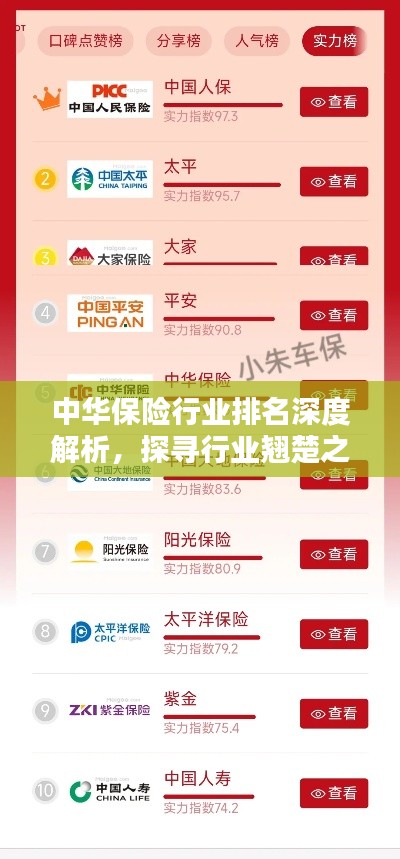 中華保險行業(yè)排名深度解析，探尋行業(yè)翹楚之路
