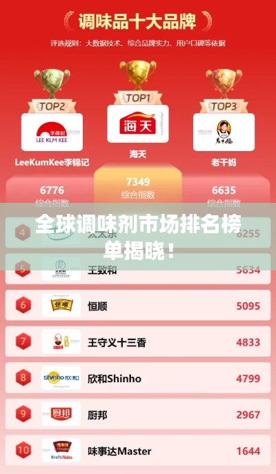 全球調(diào)味劑市場(chǎng)排名榜單揭曉！