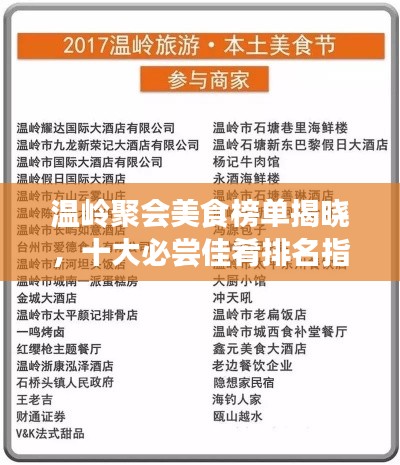 溫嶺聚會美食榜單揭曉，十大必嘗佳肴排名指南
