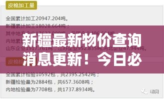 新疆最新物價查詢消息更新！今日必備資訊！