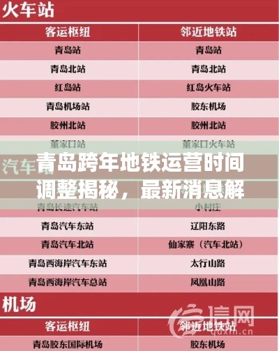 青島跨年地鐵運(yùn)營時(shí)間調(diào)整揭秘，最新消息解讀，是否延長跨年運(yùn)營時(shí)間？