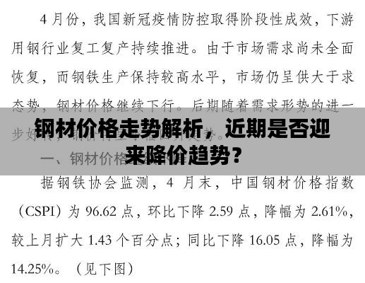 鋼材價格走勢解析，近期是否迎來降價趨勢？