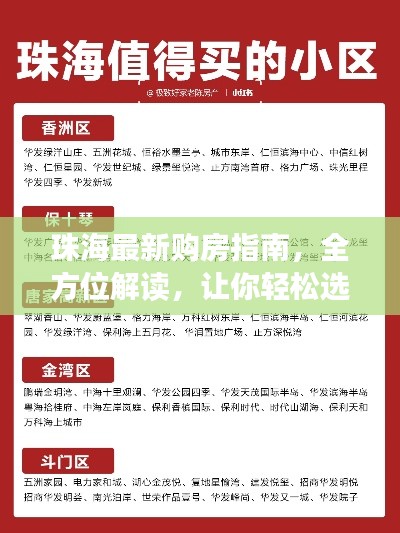 珠海最新購房指南，全方位解讀，讓你輕松選購心儀房源