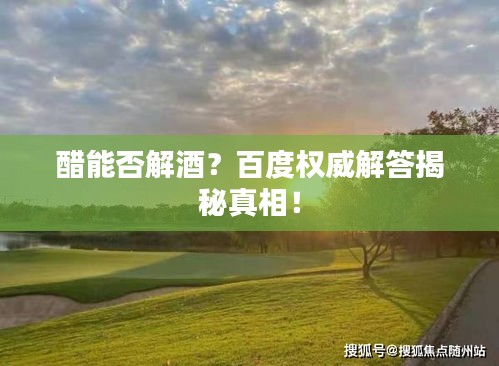 醋能否解酒？百度權(quán)威解答揭秘真相！