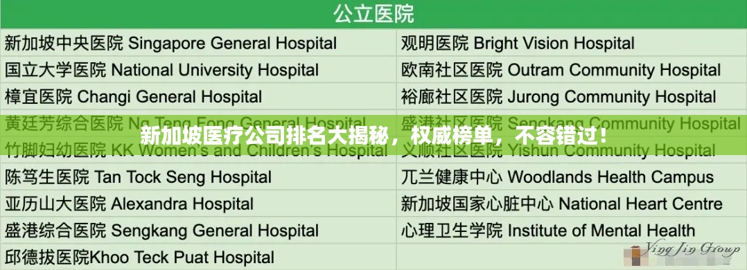 新加坡醫(yī)療公司排名大揭秘，權(quán)威榜單，不容錯(cuò)過(guò)！