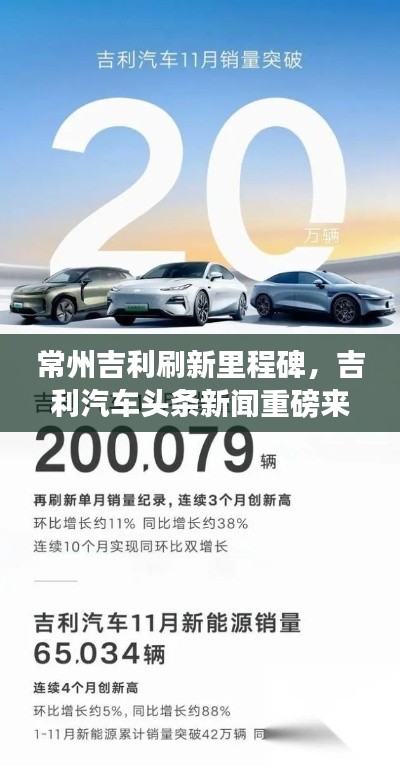 常州吉利刷新里程碑，吉利汽車頭條新聞重磅來襲！
