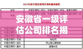 安徽省一級評估公司排名揭曉，影響力與實(shí)力并存！