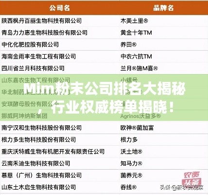 Mim粉末公司排名大揭秘，行業(yè)權(quán)威榜單揭曉！