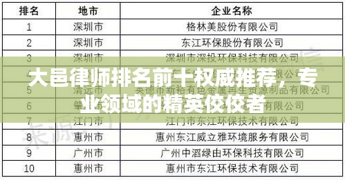 大邑律師排名前十權威推薦，專業(yè)領域的精英佼佼者